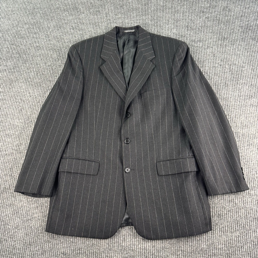 Ralph Ralph Lauren Suit Jacket Men 41R Gray Chalk Stripe Wool Vintage Blazer